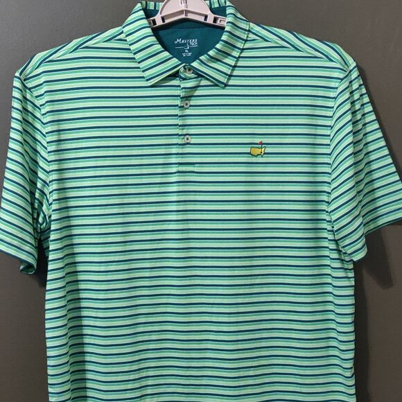 Masters Tech Augusta National Multi Green Stripe Golf Polo Men's SIZE XL - Picture 1 of 8